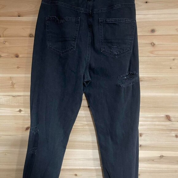 Black Distressed Denim Mom Jeans - Picture 2 of 4